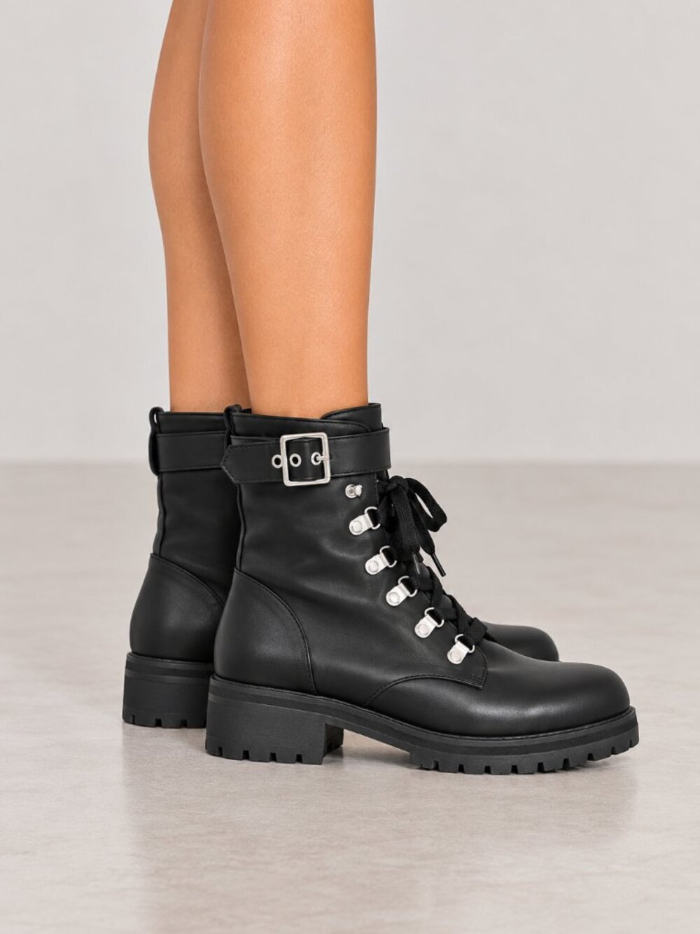 Abound Victor Black vegan leather Ankle Combat Boots Sz 7 New
